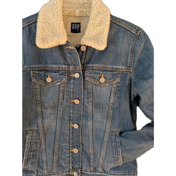 GAP Icon Sherpa Denim Jacket Women’s Small – Medium Indigo Cotton - Picture 2 of 10